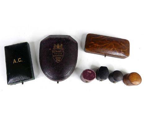 A collection of Victorian and later principally leather jewellery boxes, to include watch case for Frodsham Ltd of Gracechurc