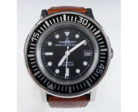 A gent's Zeno-Watch Basel steel cased automatic wristwatch, ref.AS2063, limited edition No. 110/150, having a signed black di