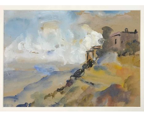 Attributed to Jean Dryden Alexander (1911-1994), 'Jerusalem', mixed media on laid paper, unsigned, mounted, 28.5x20cm, unfram