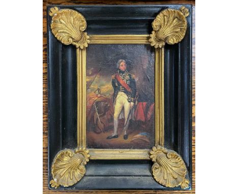 French School, circa 19th century, Portrait study of Admiral Nelson, oil on board, unsigned, 20x13cm, framed.