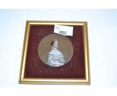 A 19th Century portrait of a lady on a circular glass base