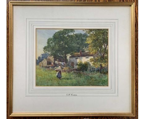 George Hamilton Constantine (1878-1967), Washer Woman, watercolour, signed, 27.5x22cm, framed and glazed