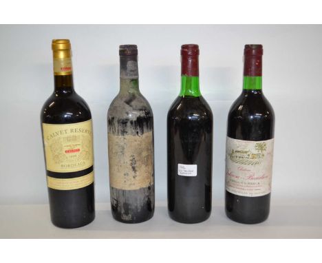 Four bottles including one bottle of 1998 Calvet Reserve Rouge, Bordeaux, two bottles of 1986 Chateau Jalouse Beaulieu, Borde
