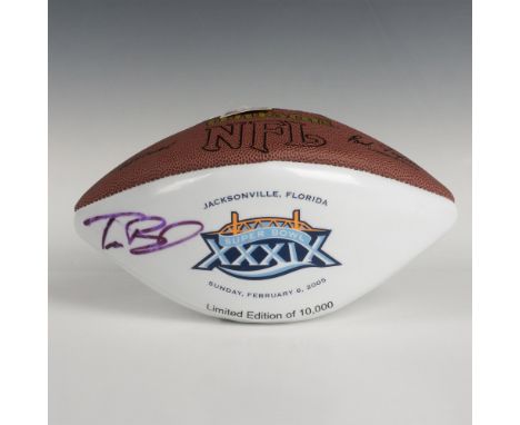 Official Wilson Limited Edition NFL Super Bowl XXXIX Collectors Football, featuring a smeared autograph of the G.O.A.T. himse