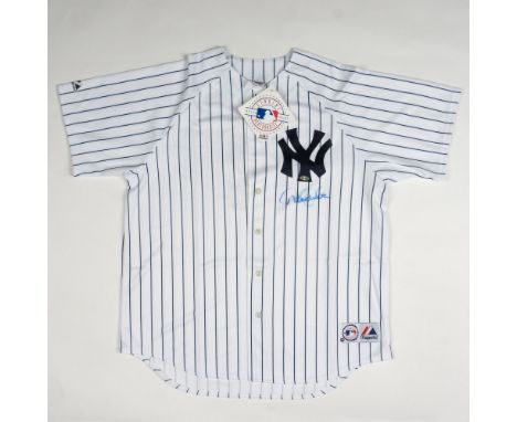 A hand-signed genuine MLB merchandise white jersey made by Majestic, certified by Steiner Sports Memorabilia with a certifica