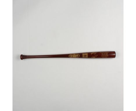 A beautiful, limited edition brown bat with gold etched logos and signatures of inductees, Ken Griffey Jr. and Mike Piazza. T
