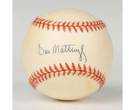 Official American League baseball signed by Don Mattingly. Rawlings backstamp. Certificate of Authenticity from Ironclad Auth