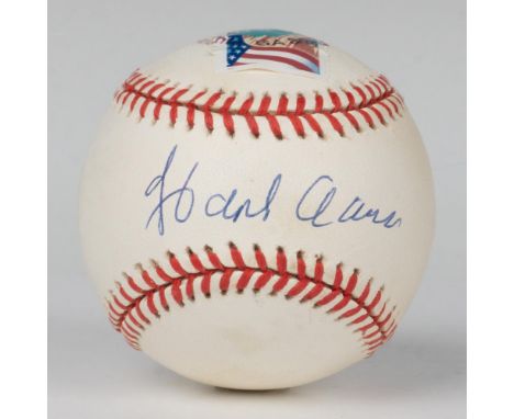 Official National League Baseball signed by Hank Arron. Rawlings backstamp. Postmarked. Golden Sport holographic sticker. Cer