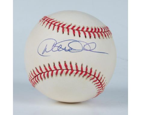 This is an official American League baseball signed in blue ink by Hall of Famer Derek Jeter. Certificate of Authenticity fro