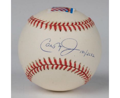 Postmarked Official American League Baseball signed by Cal Ripken Jr. Certificate of Authenticity from Goldin Sports Marketin