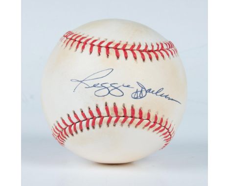 This is an official American League baseball signed in blue ink by Hall of Famer Reggie Jackson. Certificate of Authenticity 