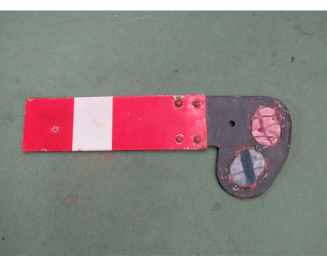 An LNER Home signal arm with cast spectacle plate marked LNER to side of the enamel blade, chips to enamel