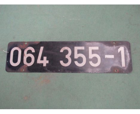 An French enamel locomotive smokebox numberplate 064-355-1, 79cm long