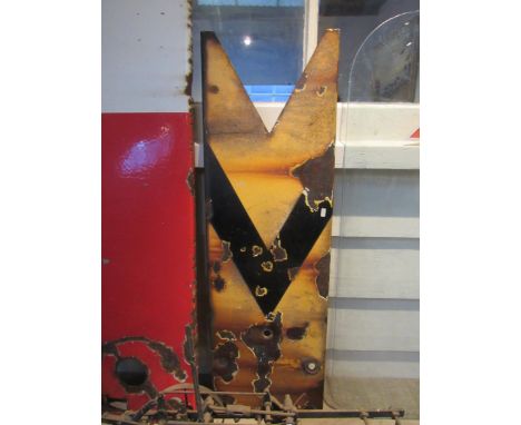 An enamel distant signal arm, some chips to the enamel