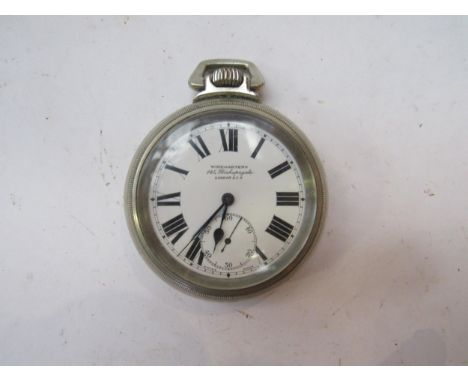A Winegartens of Bishopgate London railway regulator pocket watch, with white enamel Roman numeric dial and seconds dial