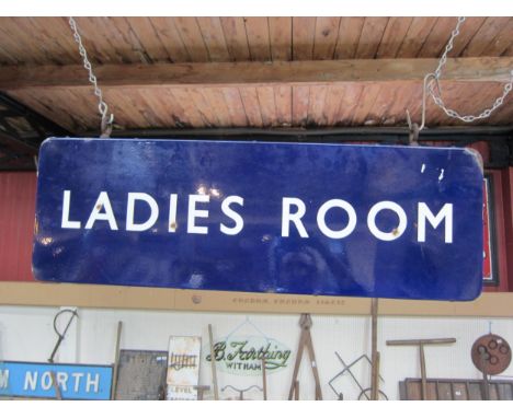 A BR (E) double sided enamel platform hanging station sign - Ladies Room