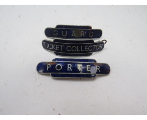Three BR (E) totem style cap badges - Guard, Porter and Ticket Collector