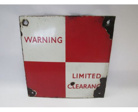 An enamel "Warning Limited Clearance" sign, 30 x 30cm