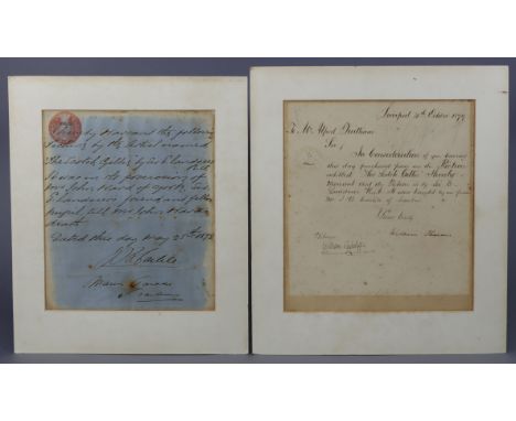 SIR EDWIN LANDSEER INTEREST: Two autograph letters relating to Landseer’s “The Scotch Gillie”, the first: “I hereby warrant t