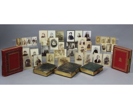 A collection of assorted vintage carte-de-visite, cabinet, &amp; other photographs, contained in five albums &amp; loose.