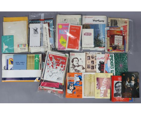 A collection of assorted travel guide book, maps, theatre programmes, etc., circa 1970’s onwards.