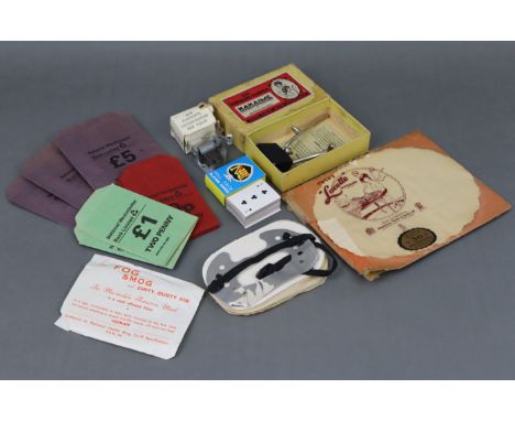 Five various vintage books; together with a German small music box, 1¾” wide, boxed; Kakaime Shingling Hair Clipper, boxed; a