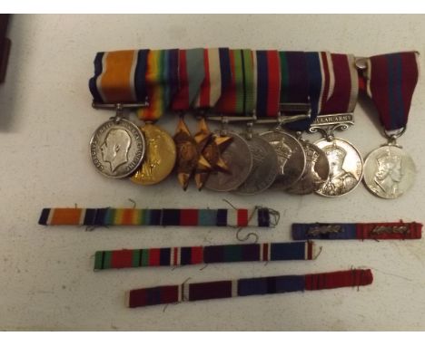 Group of ten:-  WWI pair 32706 SPR G.V. Leath R.E. WWII medal, defence medal 39/45 and France and Germany Stars, General Serv