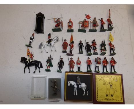 Unboxed figures by Britains and Blue Box, together with Britains 8877 General Lee and a toy army workshop Gurkha, each boxed 