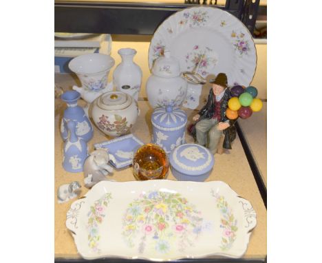 Royal Doulton The Balloon man HN1954, Lladro cat and dog, Sundry Aynsley and Wedgwood Balloon man is perfect, the Worcester p