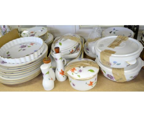 Quantity of Royal Worcester Astley dinner china consisting of terrines, flan dishes, vegetable dishes, sauceboat etc. 