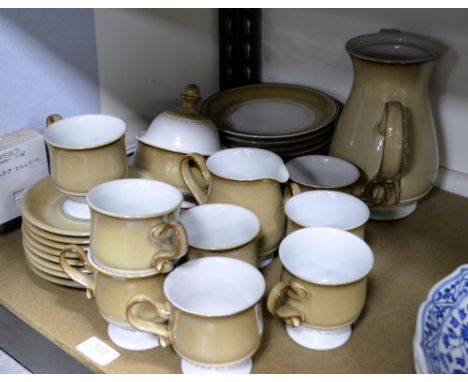 Denby tea service for eight, with sugar bowl, saucers, tea cups etc. 