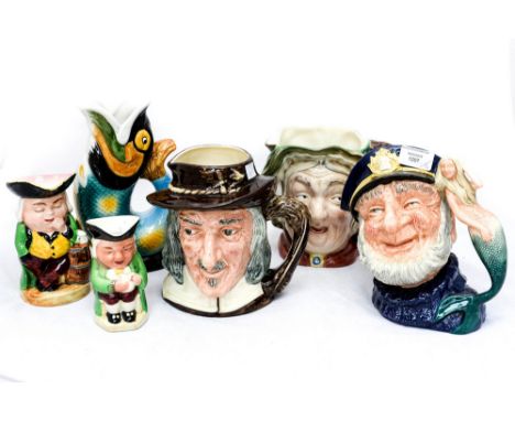 A collection of character jugs and toby jugs including Royal Doulton and Beswick (6)