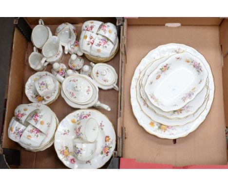 A Royal Crown Derby part tea  and dinner service, 'Posie' pattern, comprising of two tea-pots milk, cream etc also including 