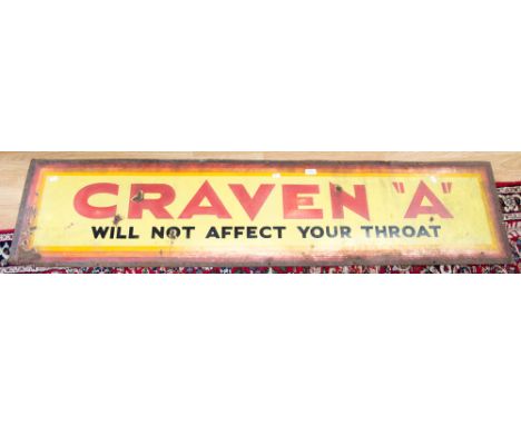 An early 20th Century enamel advertising sign 'Craven A will not affect your throat' 