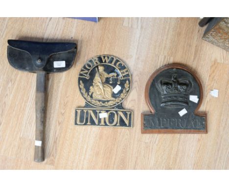Fireman's axe and two fire marks