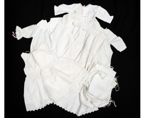 A selection of babies' and children's vintage and antique white wear to include cotton vests, diapers, underskirts and two ch