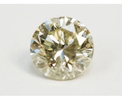 One round brilliant cut diamond (clarity enhanced) total carat weight approx. 1.04ct, clarity I2, colour L-M 