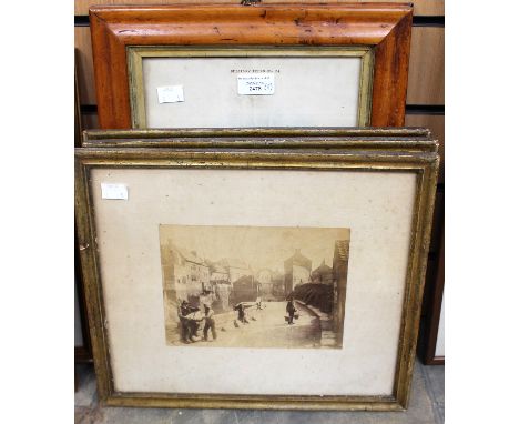 Three late 19th or early 20th Century photograph of Robin Hood's Bay and village scenes and two military prints (5)