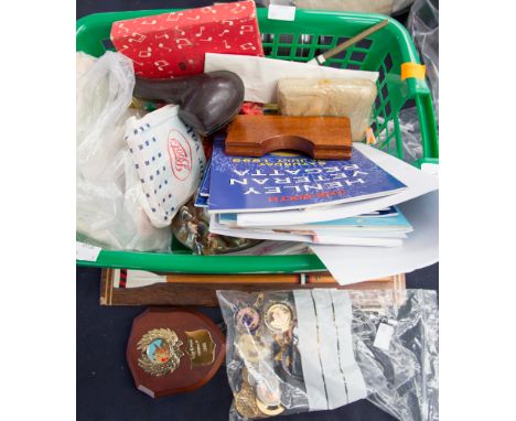 A cast white metal lion mask door knocker, together with a cased pipe, Regatta programmes, badges, pins, gentlemen's dress bu