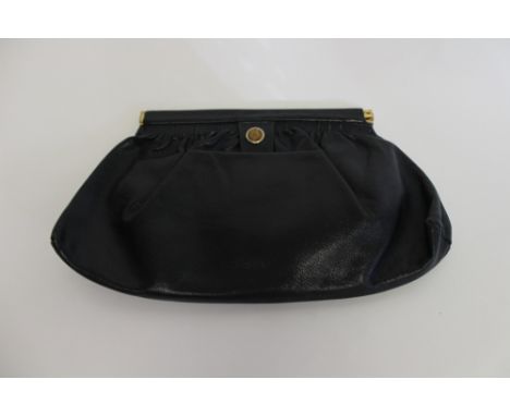 Jaeger clutch bag, navy leather (made in Italy), 1976