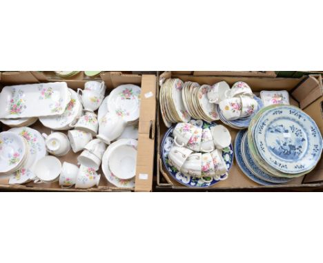 A Royal Crown Derby 'Posie' pattern part tea service, with a Queen Anne 'Old Country Spray' part tea service etc (2 boxes)