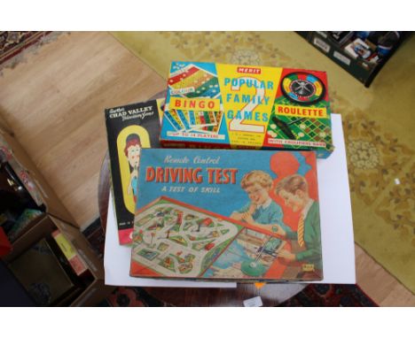 Merit Remote Control 'Driving Test', a test of skill, within its original box, Merit 'Popular Family Game 2' together with a 