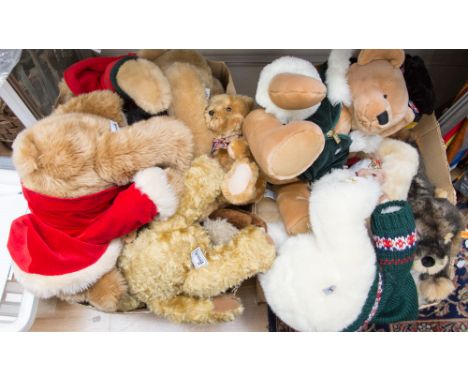 Two boxes of teddy bears including Steiff and Merrythorpe and Deans