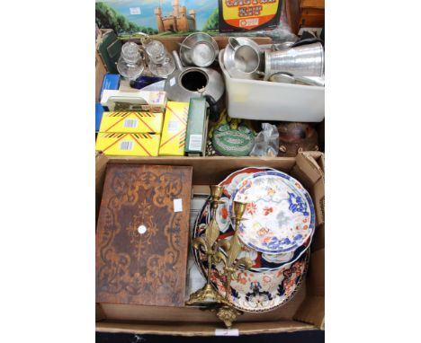 Two boxes of assorted collectors item to include pewter, toy cars etc. (2 boxes)