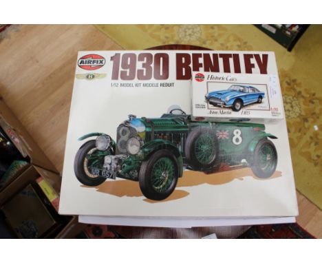 Airfix 1930 Bentley, Series 20,1/12th scale plastic kit, complete in original box together with a Aston Martin DB5 series 2, 