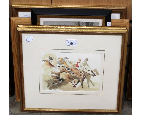 Contemporary, 'Bunch Up', pencil and chalk, together with various racing and other prints and drawings (5) 