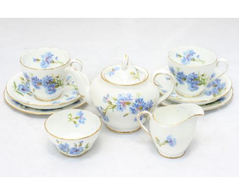 An Adderleys 'tea for two' set, cornflower pattern (9 parts including teapot lid))