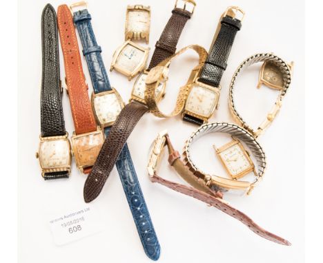 A collection of assorted vintage Bulova wristwatches and watch heads, some of Art Deco and later design, (qty)