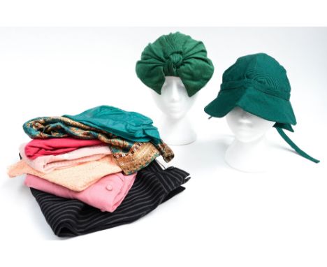 Assorted items from the 1940s/50s, to include, a pair of men's morning trousers and one black waistcoat, together with a pais