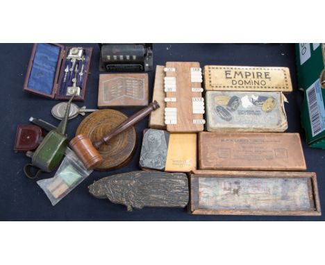 A collection of three print blocks, with assorted games etc